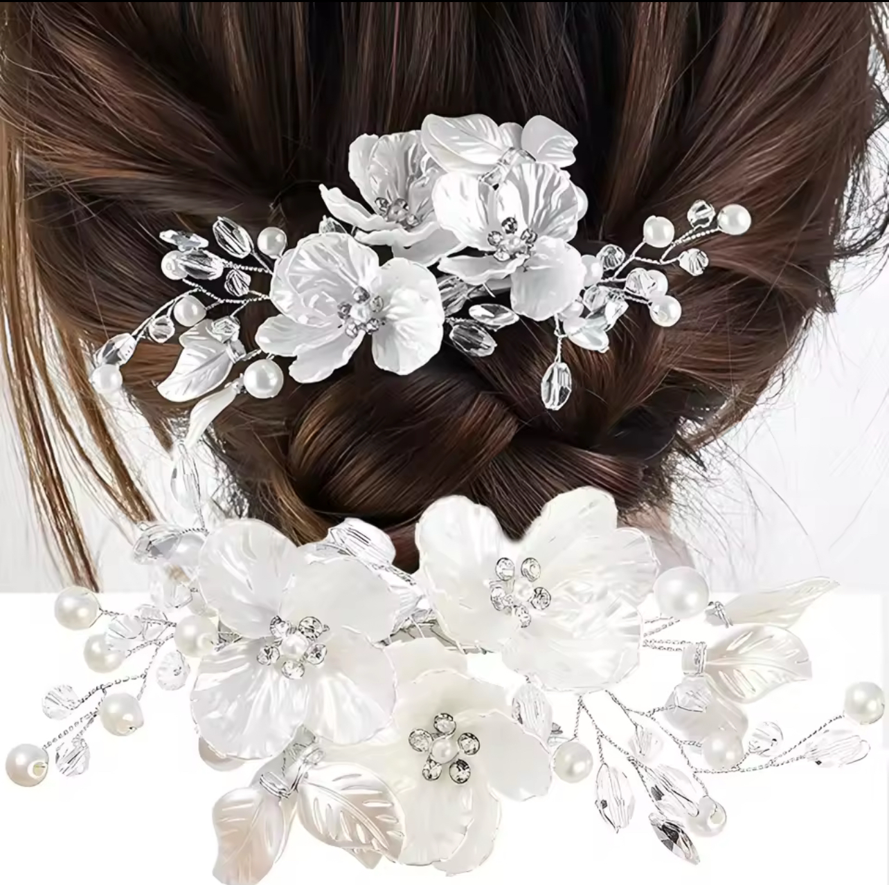 Crystal Pearl Flower Hairpin