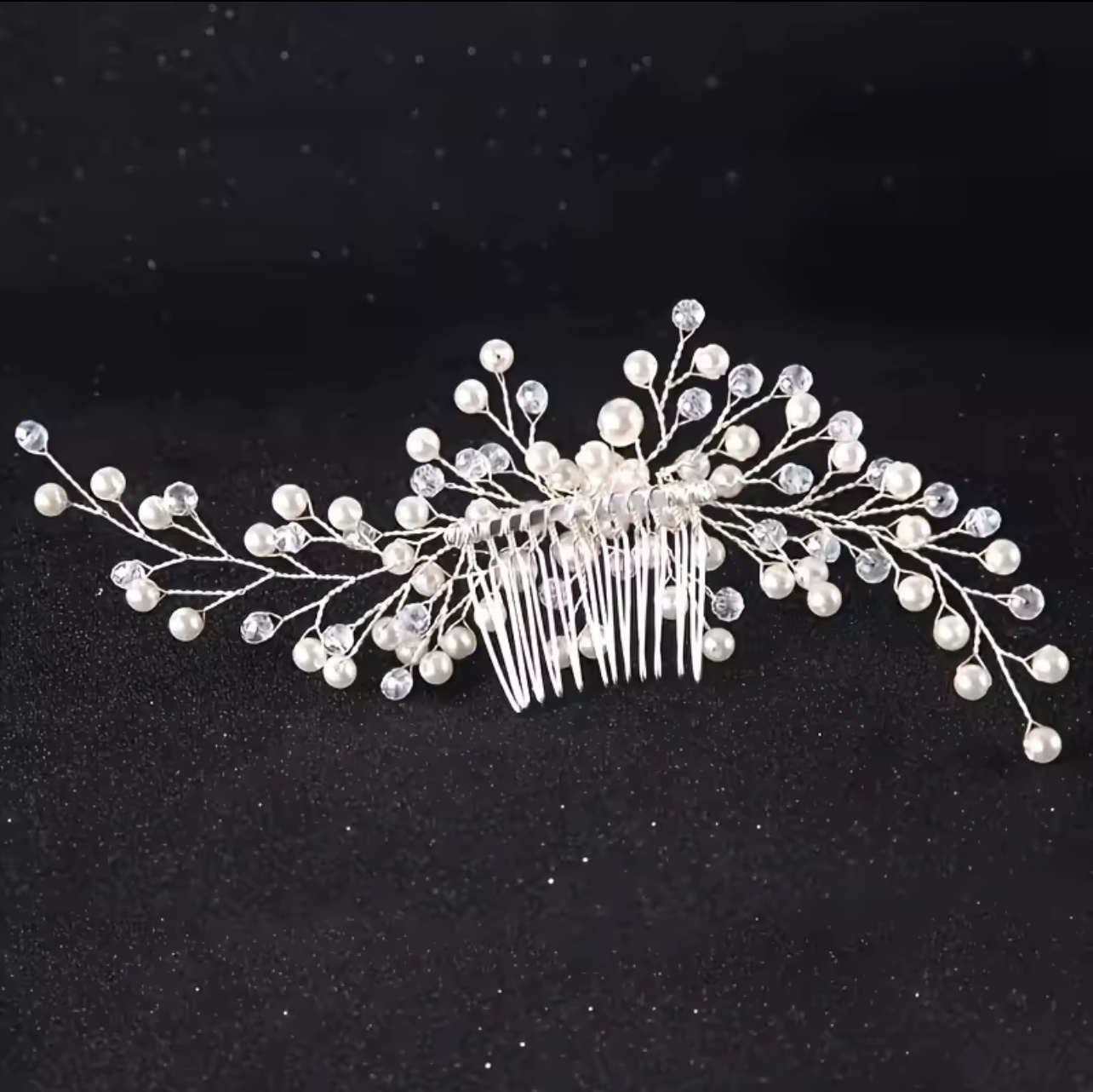 Handcrafted Crystal Pearl Hair Comb