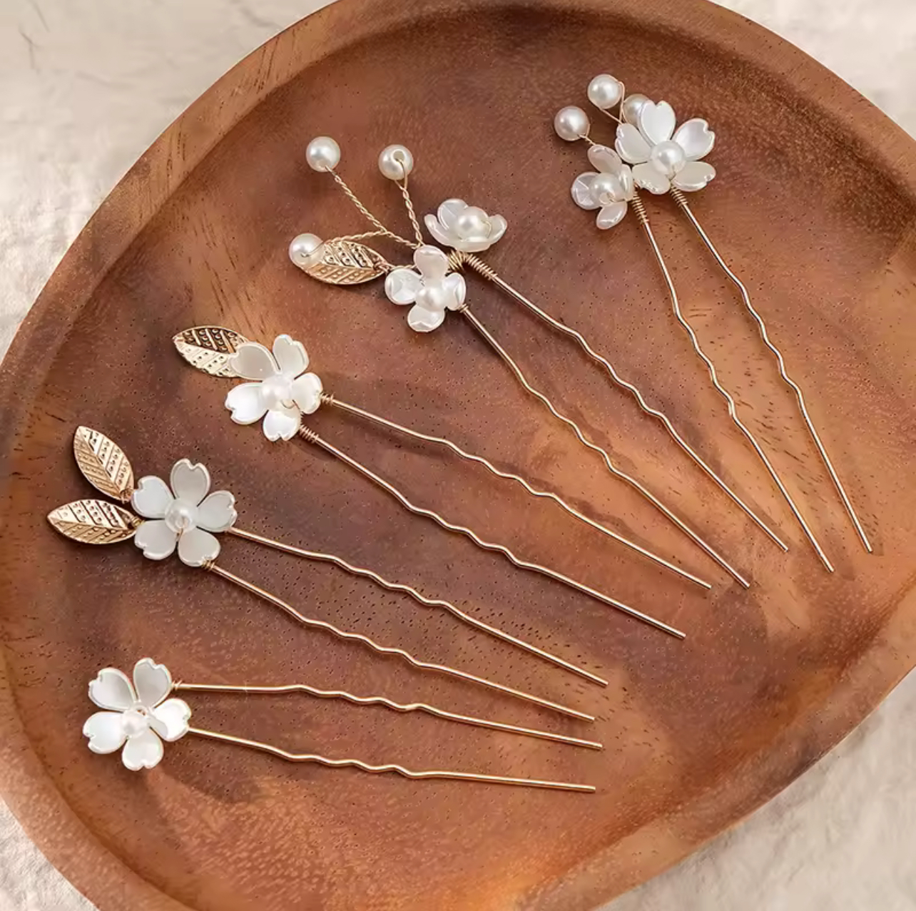 Handcrafted Flower Hairpins (5pcs)