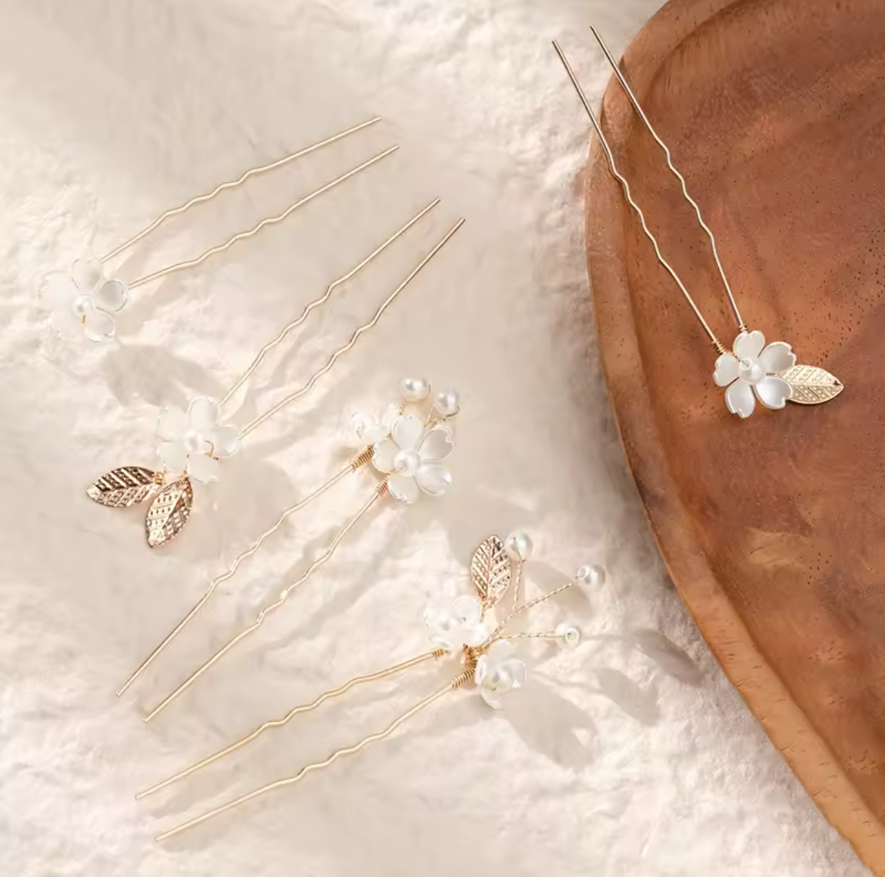Handcrafted Flower Hairpins (5pcs)