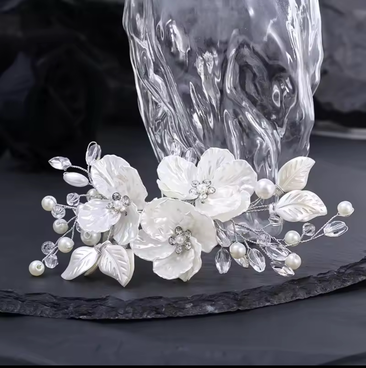 Crystal Pearl Flower Hairpin