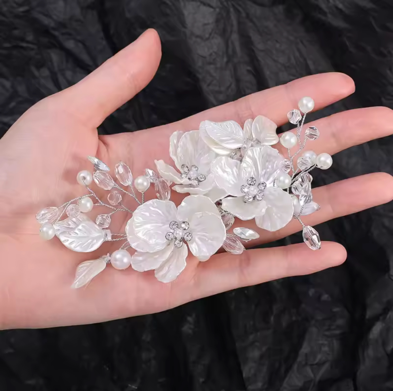 Crystal Pearl Flower Hairpin