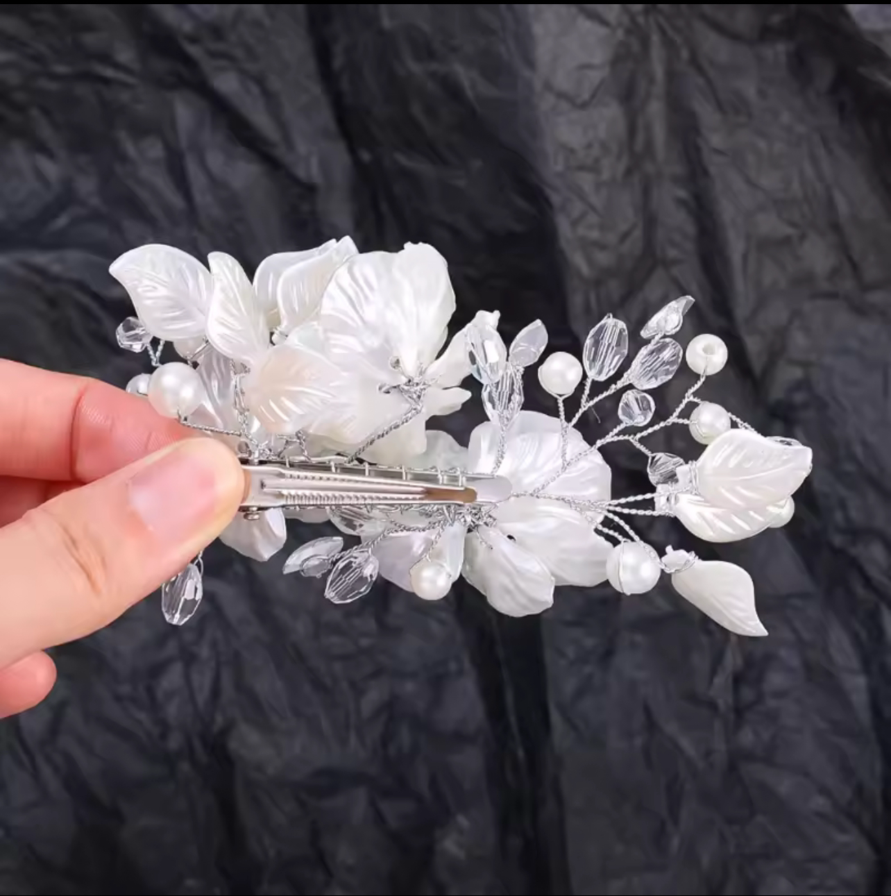 Crystal Pearl Flower Hairpin