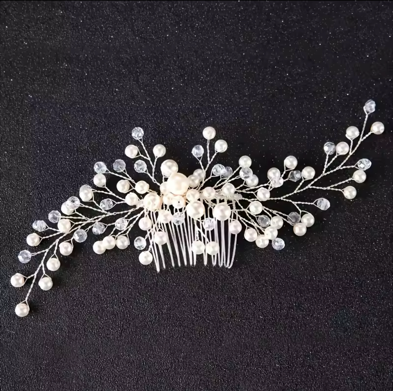 Handcrafted Crystal Pearl Hair Comb