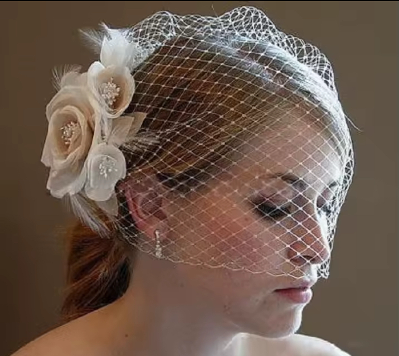 Ivory Handcrafted Flower Headdress With Comb