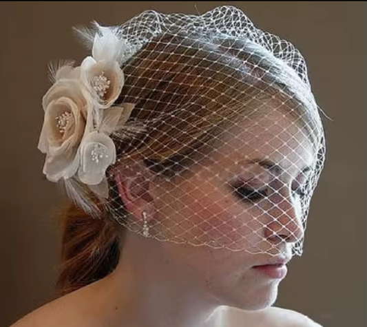 Ivory Handcrafted Flower Headdress With Comb