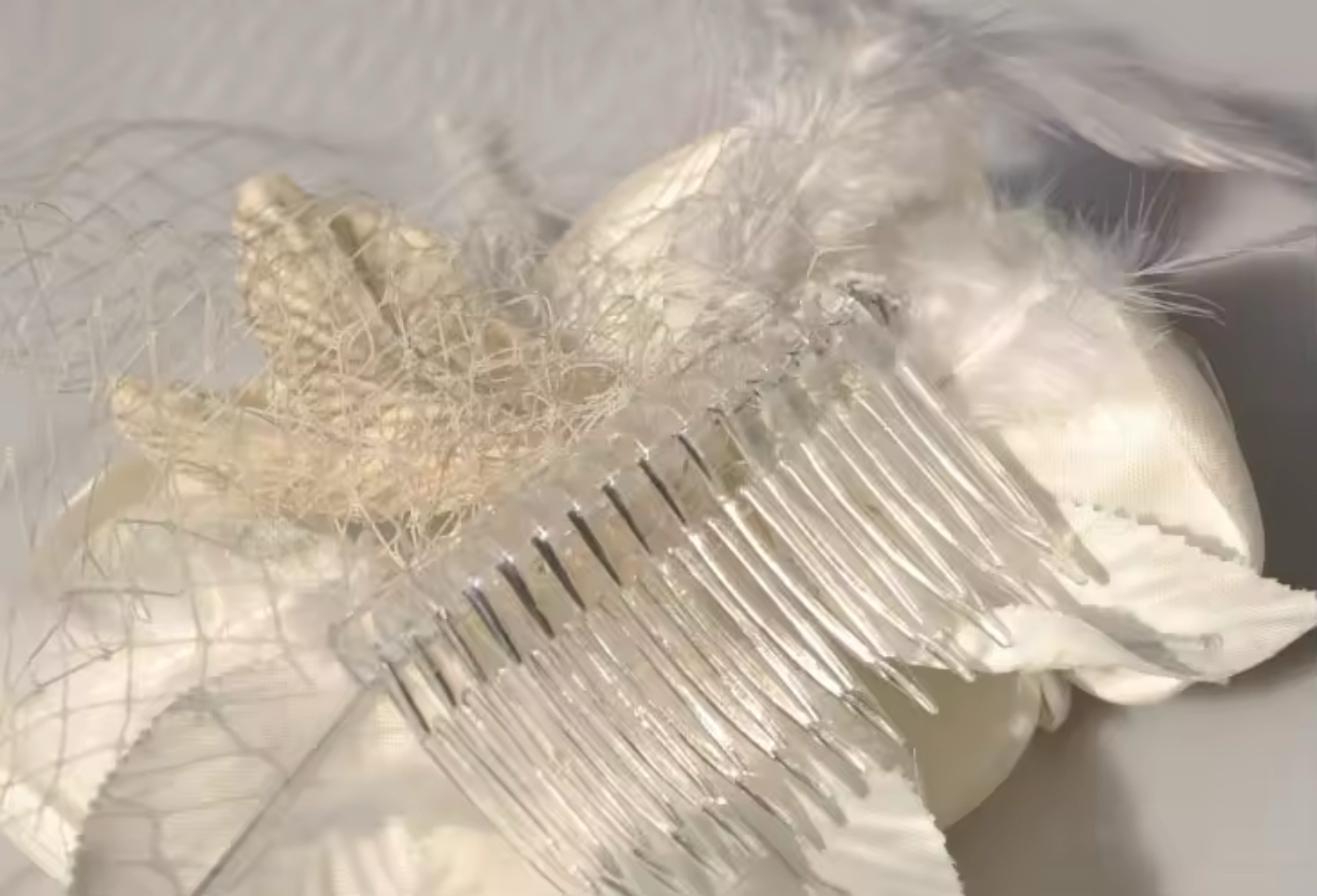 Ivory Handcrafted Flower Headdress With Comb