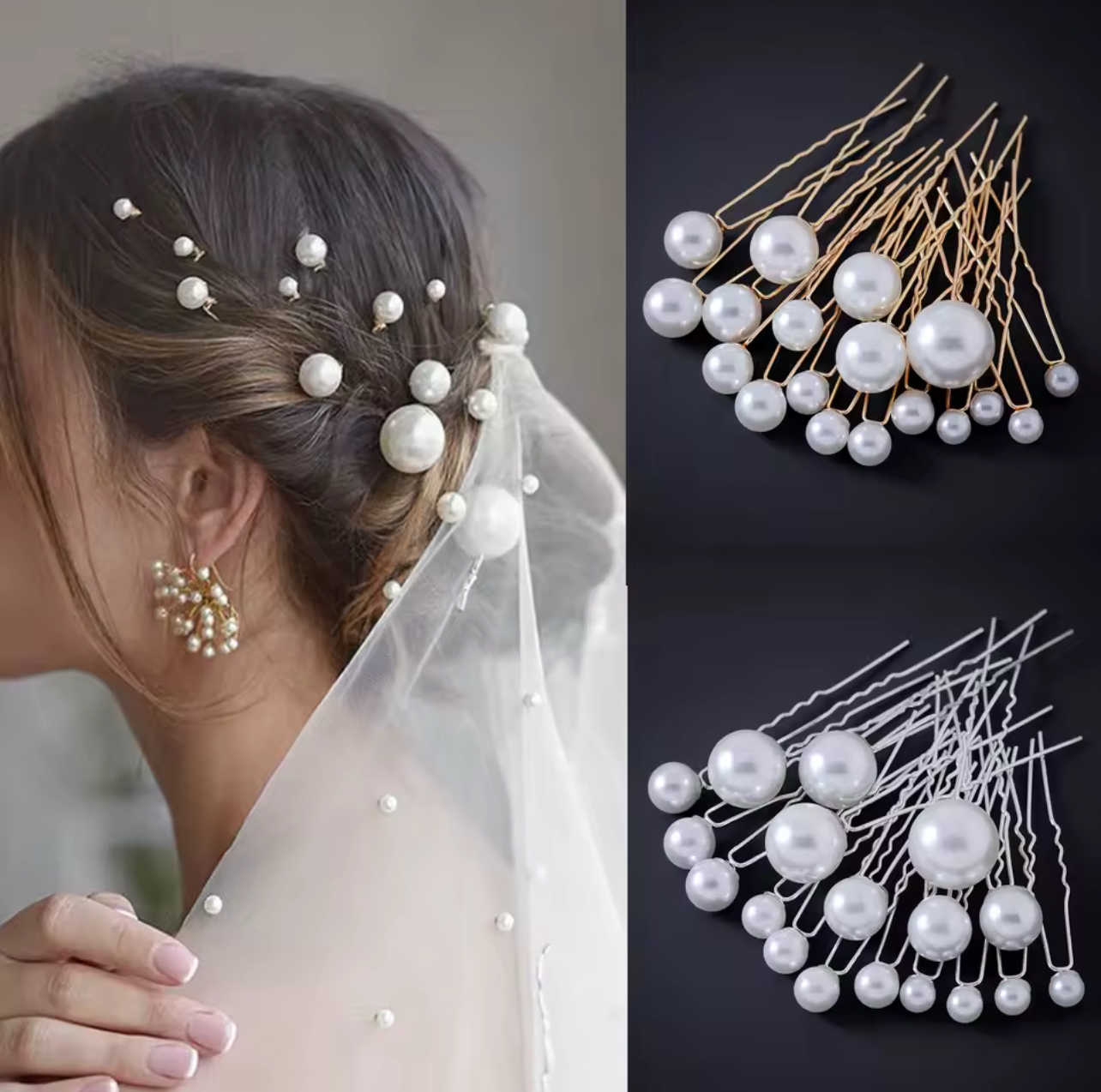 Handcrafted U Shaped Pearl Hairpins